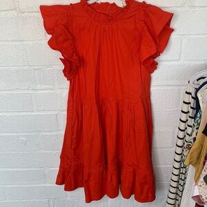 House of Harlow 1960 Nicole Richie Red Ruffle Cotton Tiered Dress Size Small